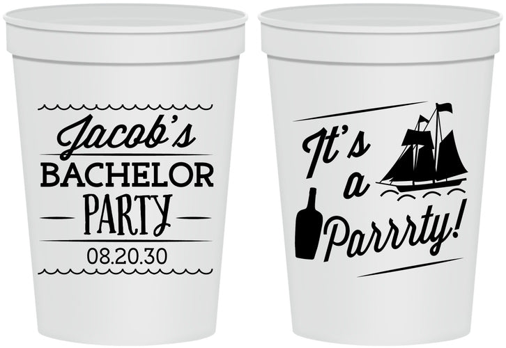 Personalized Bachelor Party 16 oz Stadium Cups - Boat | 40023