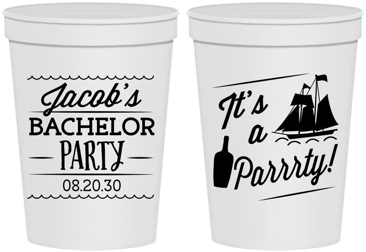 Personalized Bachelor Party 16 oz Stadium Cups - Boat | 40023