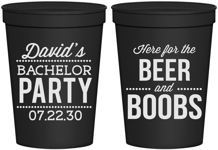 Personalized Bachelor Party 16 oz Stadium Cups - Beer And Boobs | 40027