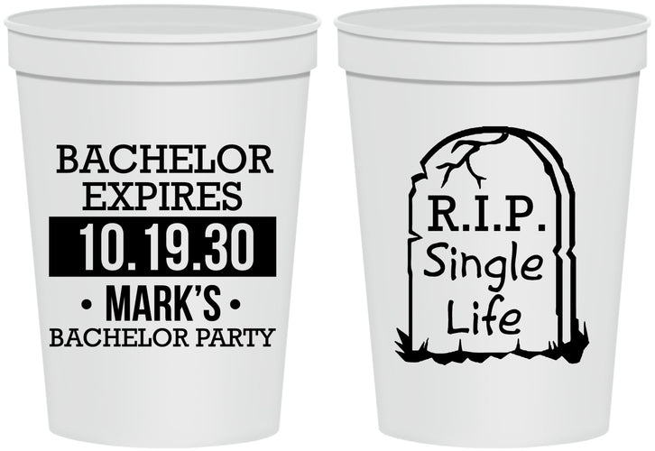 Personalized Bachelor Party 16 oz Stadium Cups - Rip Single Life | 40028