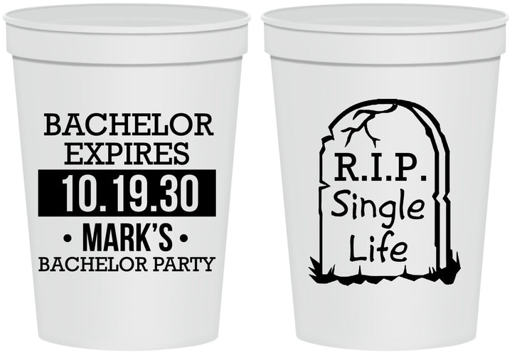 Personalized Bachelor Party 16 oz Stadium Cups - Rip Single Life | 40028