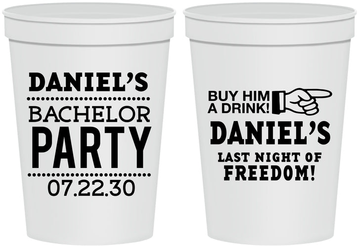 Personalized Bachelor Party 16 oz Stadium Cups - Last Night Of Freedom | 40029