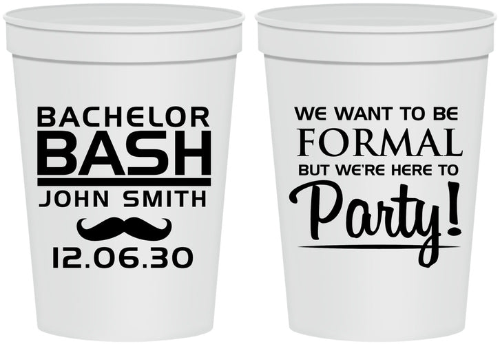 Personalized Bachelor Party 16 oz Stadium Cups - Formal | 40030