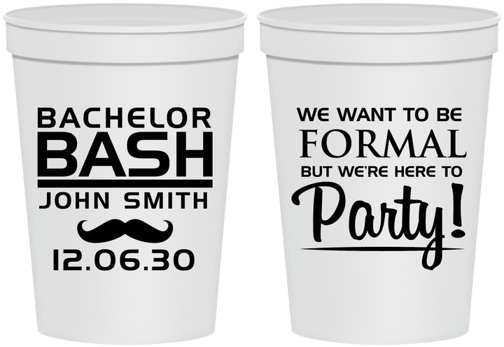 Personalized Bachelor Party 16 oz Stadium Cups - Formal | 40030