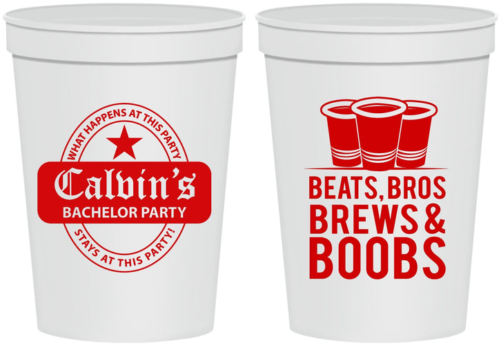 Personalized Bachelor Party 16 oz Stadium Cups - Brews And Boobs | 40031