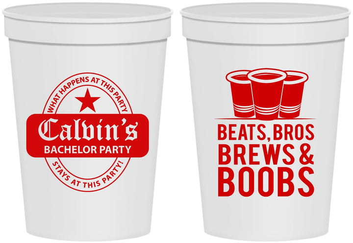 Personalized Bachelor Party 16 oz Stadium Cups - Brews And Boobs | 40031