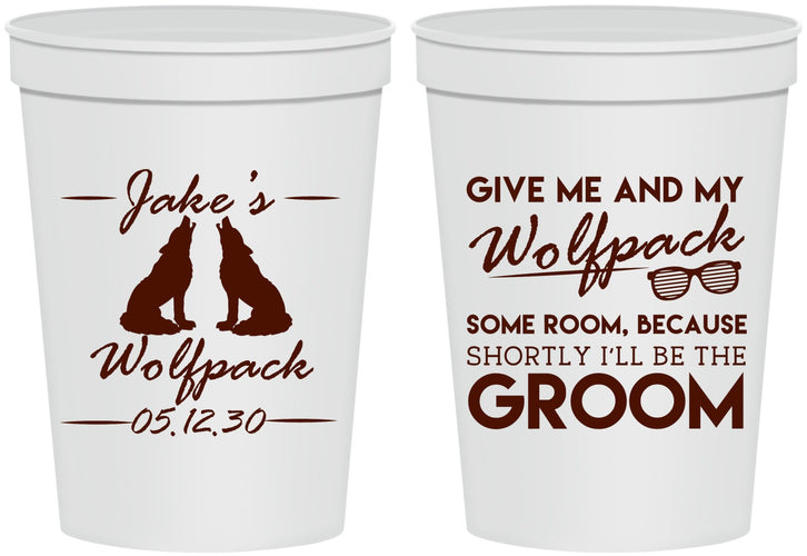 Personalized Bachelor Party 16 oz Stadium Cups - Wolfpack | 40036