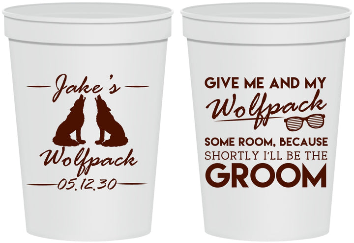 Personalized Bachelor Party 16 oz Stadium Cups - Wolfpack | 40036