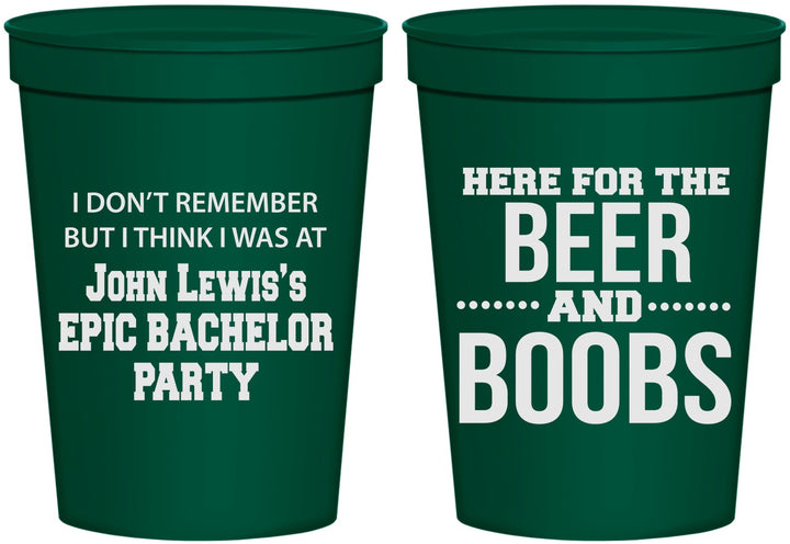 Personalized Bachelor Party 16 oz Stadium Cups - Beer And Boobs | 40039