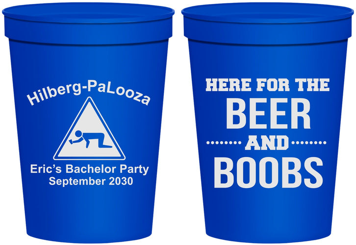 Personalized Bachelor Party 16 oz Stadium Cups - Beer And Boobs | 40040