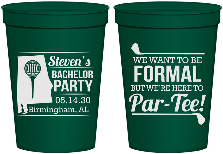 Personalized Bachelor Party 16 oz Stadium Cups - Golf Par Tee | 40043