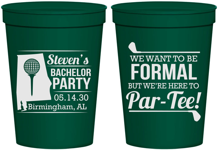 Personalized Bachelor Party 16 oz Stadium Cups - Golf Par Tee | 40043