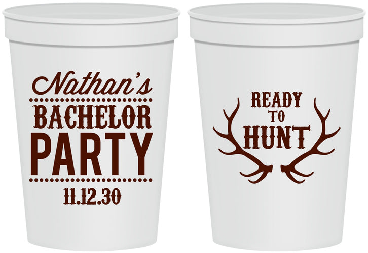 Personalized Bachelor Party 16 oz Stadium Cups - Ready To Hunt | 40044