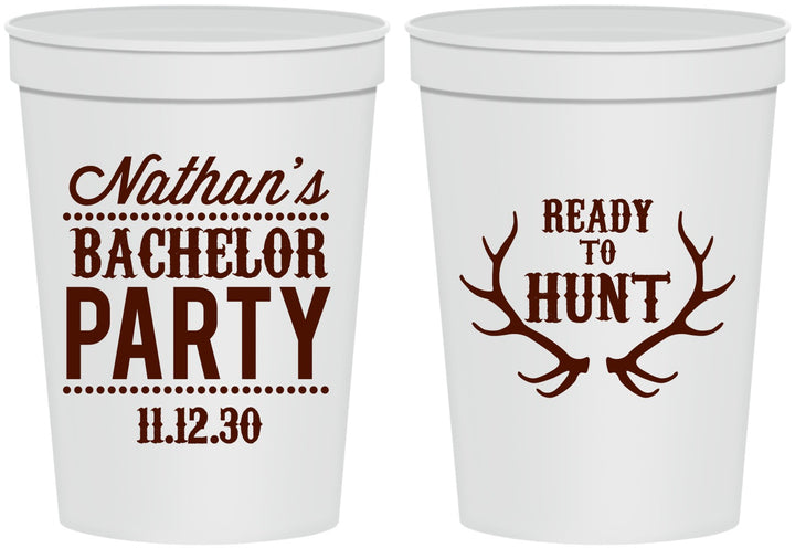 Personalized Bachelor Party 16 oz Stadium Cups - Ready To Hunt | 40044
