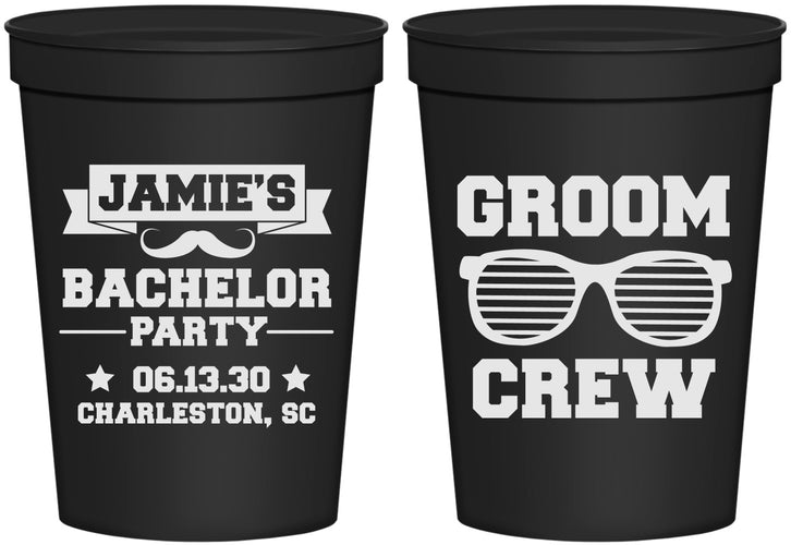 Personalized Bachelor Party 16 oz Stadium Cups - Groom Crew | 40047