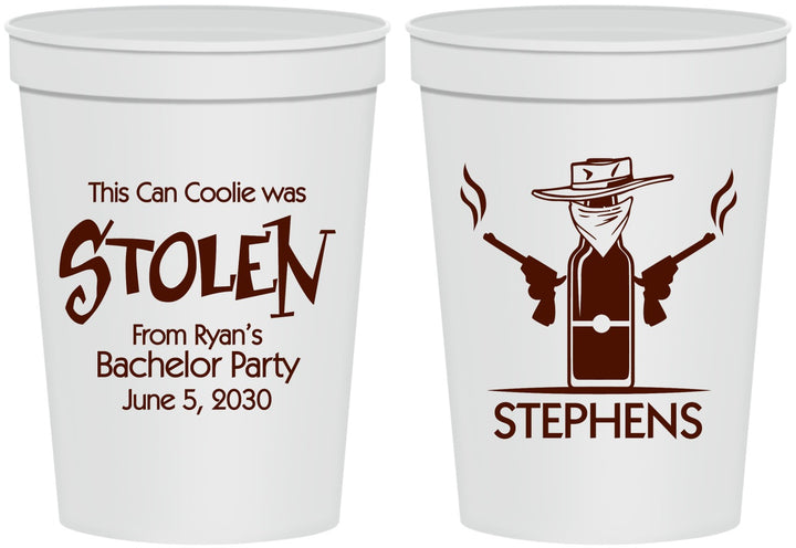 Personalized Bachelor Party 16 oz Stadium Cups - Stolen | 40049