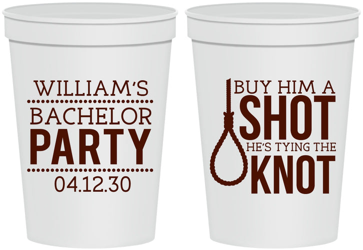 Personalized Bachelor Party 16 oz Stadium Cups - Buy Him A Shot | 40051
