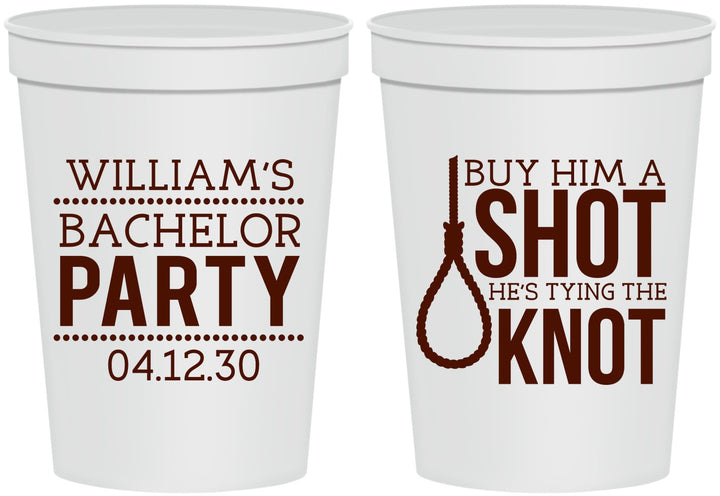 Personalized Bachelor Party 16 oz Stadium Cups - Buy Him A Shot | 40051
