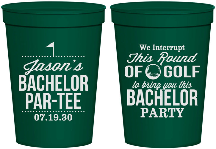 Personalized Bachelor Party 16 oz Stadium Cups - Golf | 40052