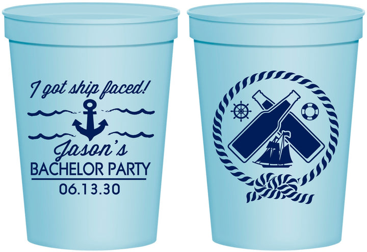 Personalized Bachelor Party 16 oz Stadium Cups - Anchor | 40054