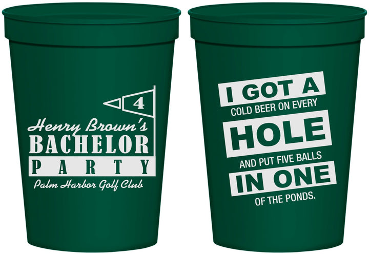 Personalized Bachelor Party 16 oz Stadium Cups - Golf | 40055