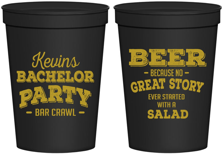 Personalized Bachelor Party 16 oz Stadium Cups - Great Story | 40057