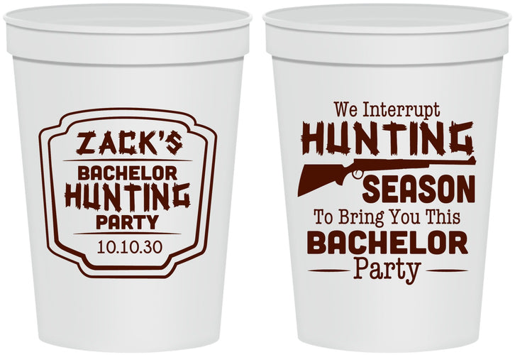 Personalized Bachelor Party 16 oz Stadium Cups - Hunting Season | 40063