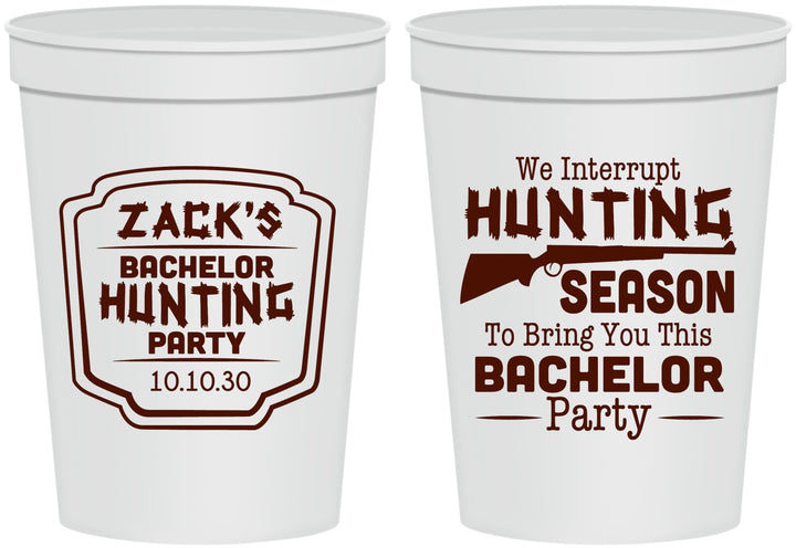 Personalized Bachelor Party 16 oz Stadium Cups - Hunting Season | 40063