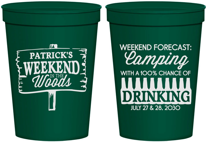 Personalized Bachelor Party 16 oz Stadium Cups - Camping | 40064