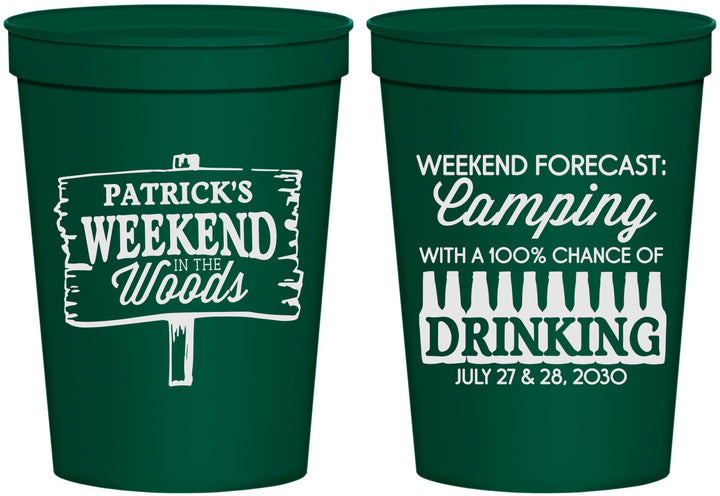 Personalized Bachelor Party 16 oz Stadium Cups - Camping | 40064