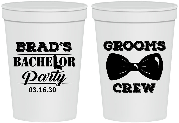 Personalized Bachelor Party 16 oz Stadium Cups - Grooms Crew | 40070