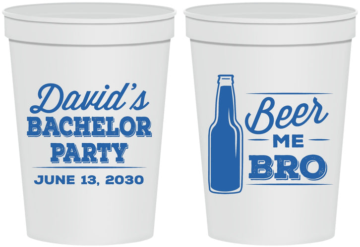 Personalized Bachelor Party 16 oz Stadium Cups - Beer Me Bro | 40071