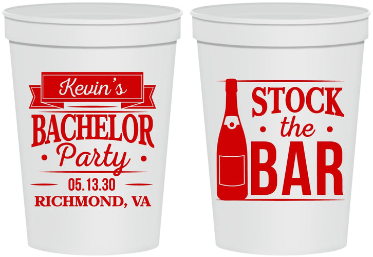 Personalized Bachelor Party 16 oz Stadium Cups - Stock The Bar | 40073