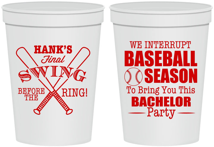 Personalized Bachelor Party 16 oz Stadium Cups - Baseball | 40075