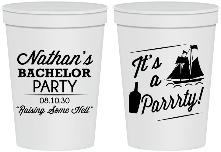 Personalized Bachelor Party 16 oz Stadium Cups - Boat | 40076