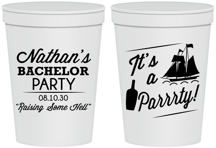 Personalized Bachelor Party 16 oz Stadium Cups - Boat | 40076