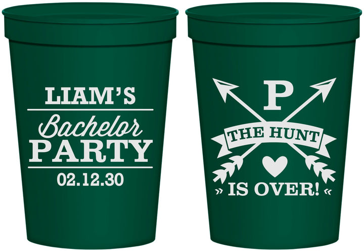 Personalized Bachelor Party 16 oz Stadium Cups - Hunt Is Over | 40082