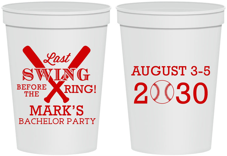 Personalized Bachelor Party 16 oz Stadium Cups - Baseball | 40086