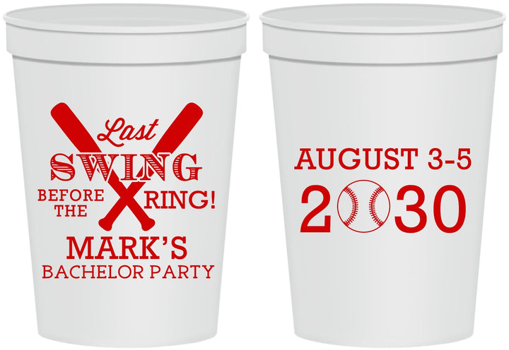 Personalized Bachelor Party 16 oz Stadium Cups - Baseball | 40086