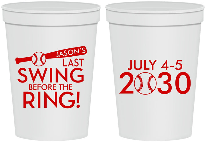 Personalized Bachelor Party 16 oz Stadium Cups - Baseball | 40087