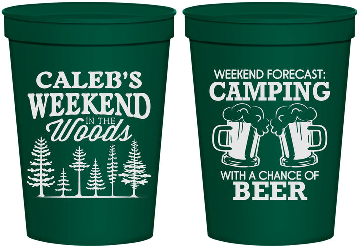Personalized Bachelor Party 16 oz Stadium Cups - Camping | 40091