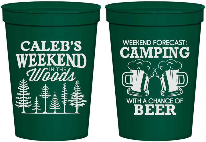 Personalized Bachelor Party 16 oz Stadium Cups - Camping | 40091
