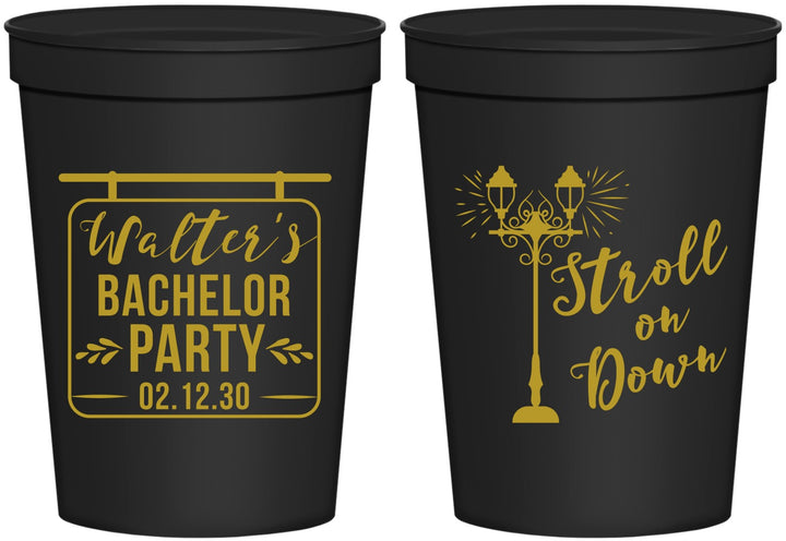 Personalized Bachelor Party 16 oz Stadium Cups - Mardi Gras | 40092