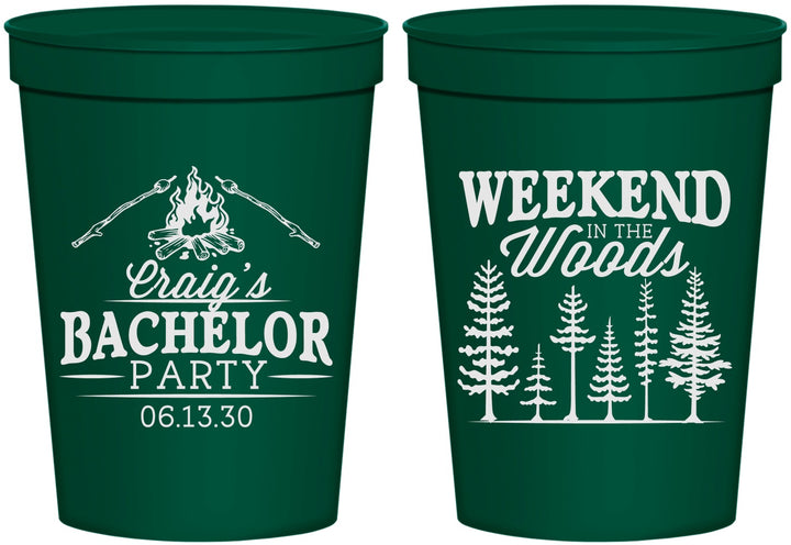 Personalized Bachelor Party 16 oz Stadium Cups - Camping | 40093