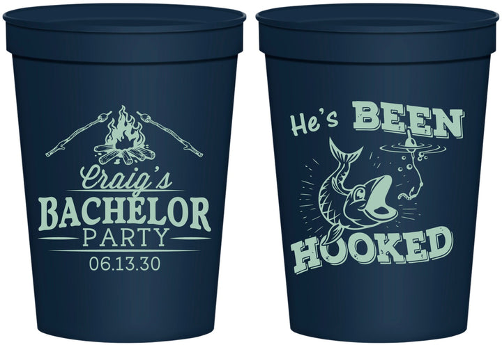 Personalized Bachelor Party 16 oz Stadium Cups - Fishing Hooked | 40096