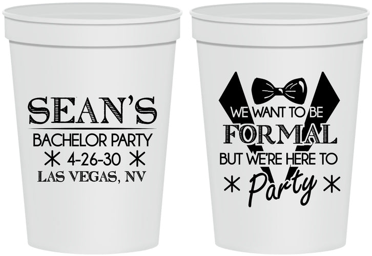 Personalized Bachelor Party 16 oz Stadium Cups - Forma | 40098