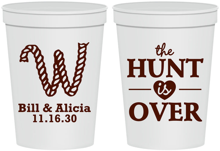 Personalized Wedding 16 oz Stadium Cups - Monogram Hunt Is Over | 406