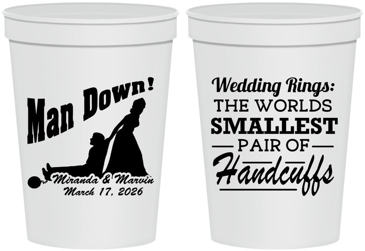 Personalized Wedding 16 oz Stadium Cups - Man Down | 407