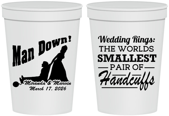 Personalized Wedding 16 oz Stadium Cups - Man Down | 407