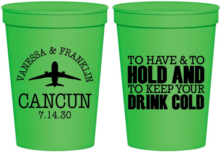 Personalized Wedding 16 oz Stadium Cups - To Have And To Hold | 408